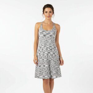 BCBG Gray & White Sleeveless Knit Striped Racerback Summer Dress XXS